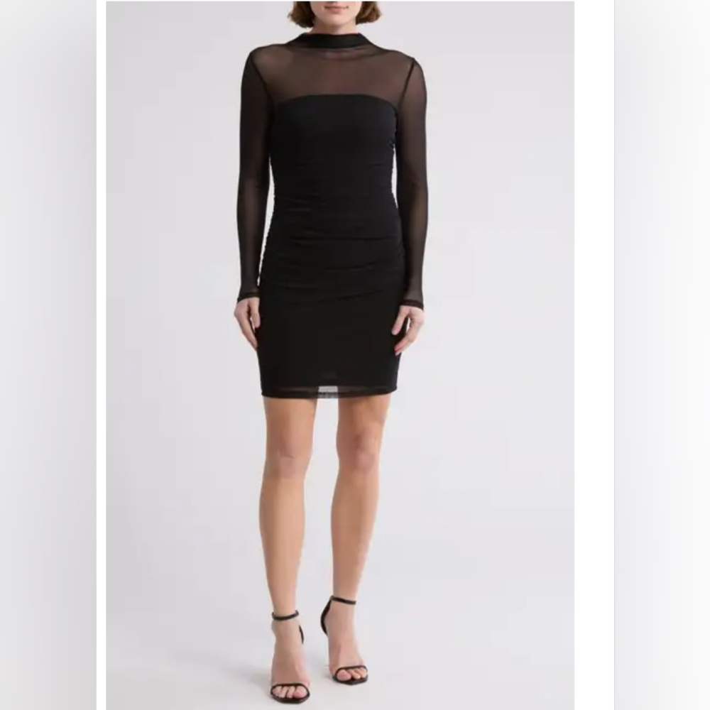 Steven Madden Black Mini Dress, Mesh Illusion Sz XS-NWT